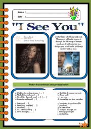 English Worksheet: I See You (Theme from Avatar) by Leona Lewis [2pages]