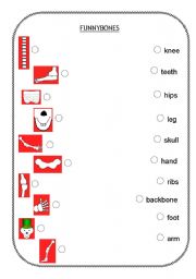 English Worksheet: Funnybones - Parts of the body