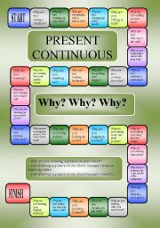 English Worksheet: Present Continuous - a boardgame (editable, B/W)