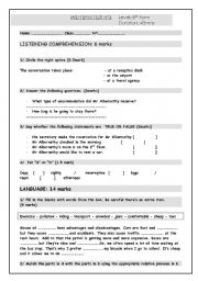 English Worksheet: mid-term test n�3 (8th form)