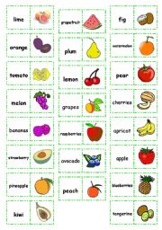 English Worksheet: Lets play dominoes! Set 8 - Fruit