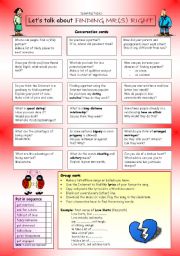 English Worksheet: Lets talk about FINDING MR(S) RIGHT