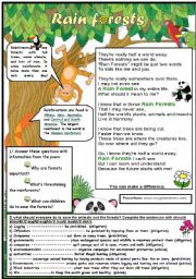 English Worksheet: rainforests