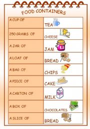 English Worksheet: FOOD CONTAINERS