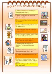 English Worksheet: WOULD YOU SPEAKING CARDS- PART 2