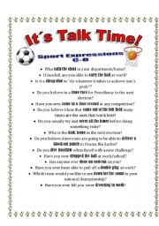 English Worksheet: Talk Time #7 - Sport Expressions C-D