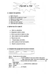 English Worksheet: marley and me video session