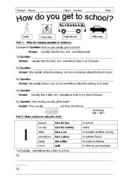 English Worksheet: How do you get to school?