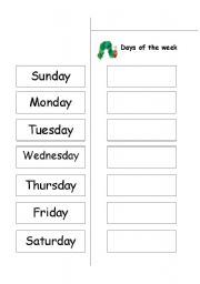 English worksheet: Cut & Paste Days of the Week