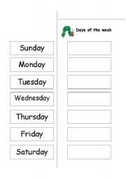 English Worksheet: Cut & Paste Days of the Week