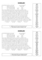 English Worksheet: WORD SEARCH