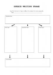 English worksheet: Speech Writing Frame
