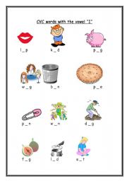 English Worksheet: CVC words with the vowel 