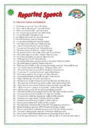 English Worksheet: REPORTED SPEECH