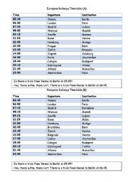English Worksheet: railways timetable