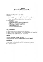 English worksheet: speaking and ice breaking