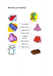 English worksheet: What are you wearing?