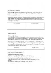 English Worksheet: modals for starters