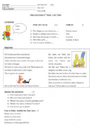 English Worksheet: EXAM 1ST YEAR FAMILY