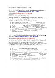 English Worksheet: IF CLAUSES - EXERCISES ON THE 3 CONDITIONAL TYPES