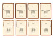 English worksheet: Taboo cards templates