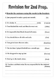 English worksheet: grammar revision