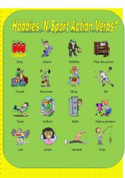 English Worksheet: Hobbies N Sports Action Verbs (1of 3)