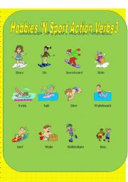 English Worksheet: Hobbies N Sports Action Verbs (1of 3)