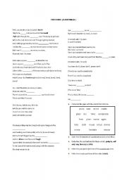 English worksheet: Im yours (Lyric w/exercises)