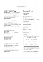 English Worksheet: Im yours (Lyric w/exercises)