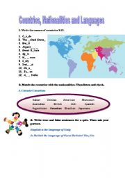 English Worksheet: Countries, nationalities and languages