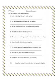 English worksheet: Relative pronoun