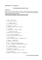 English Worksheet: ENGLISH DIAGNOSTIC TEST