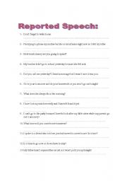 English worksheet: repoted speech