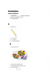English worksheet: oral questions