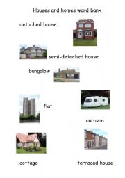 English Worksheet: Houses and homes word bank