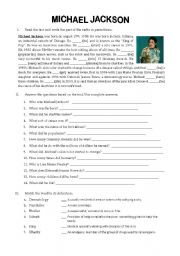 English Worksheet: FAMOUS PEOPLE BIOGRAPHY - MICHAEL JACKSON