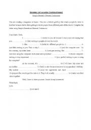 English worksheet: Simple Present + Present Continuous