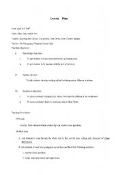 English Worksheet: Lesson Plan  Oliver Wants More