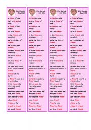 English Worksheet: relationship friend bookmark