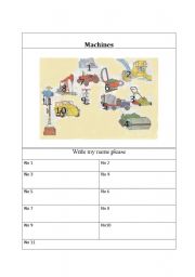 English worksheet: Machines