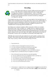 English Worksheet: Recycle