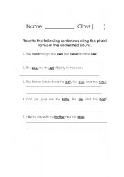 English worksheet: Plural 2