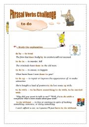 English Worksheet: phrasal verbs challenge to do 