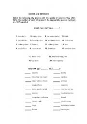 English Worksheet: GOODS AND SERVICES