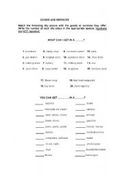 English worksheet: GOODS AND SERVICES