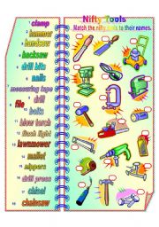 English Worksheet: Nifty Tools- matching**fully editable