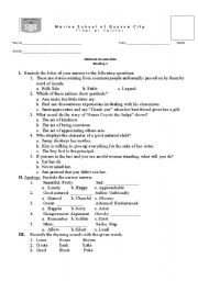 English Worksheet: reading