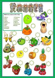 English Worksheet: FRUITS - MATCHING