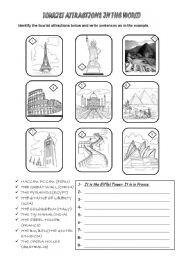 English Worksheet: TOURIST ATTRACTIONS IN THE WORLD